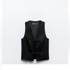 Zara Elegant Black Vest with Tie Accents